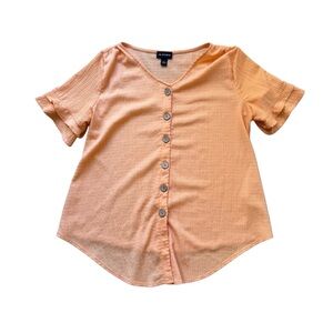 I.N. Studio Peach Button-Down Shirt